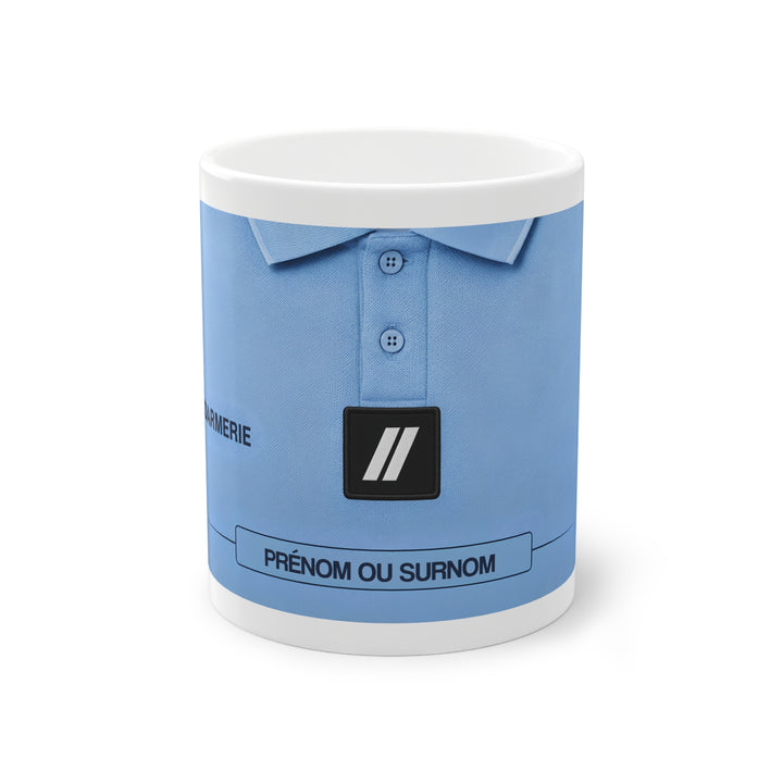 Mug Gendarmerie Personnalisé – Polo Bleu & Galon de Poitrine avec Prénom