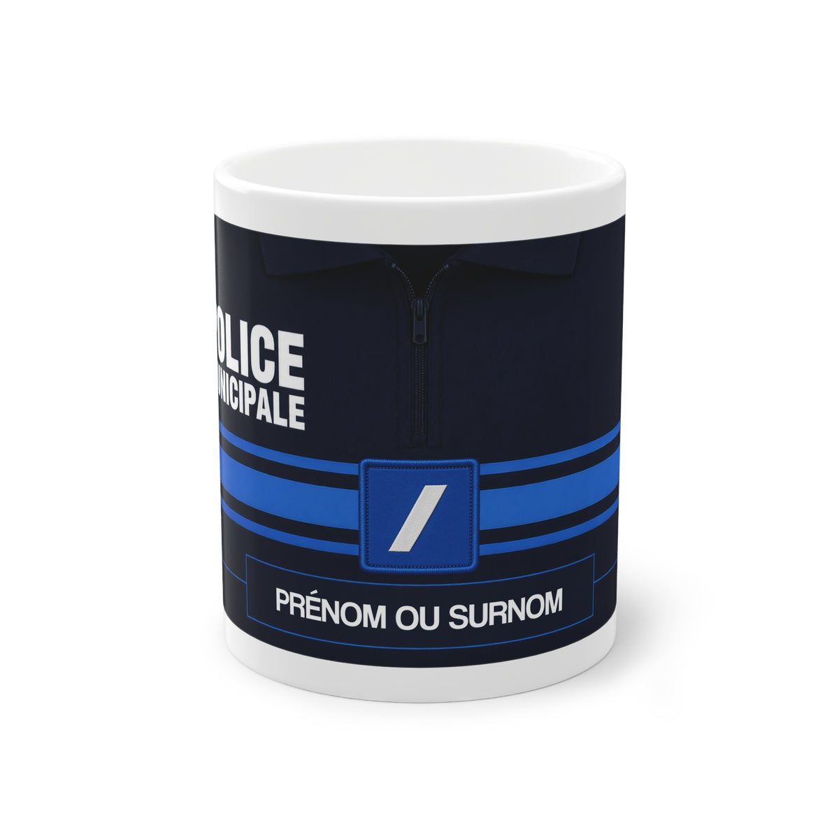 Mug Police Municipale Personnalisé avec Grade – Polo Bleu & Prénom ou Surnom