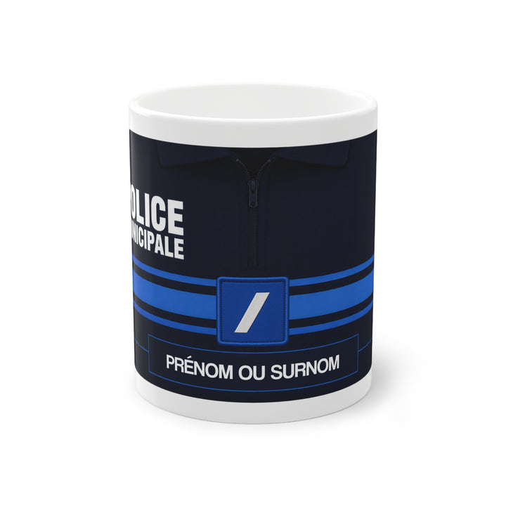 Mug Police Municipale Personnalisé avec Grade – Polo Bleu & Prénom ou Surnom